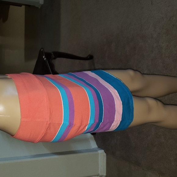 Cotton On m rainbow stripes spandex mini skirt - Picture 5 of 7